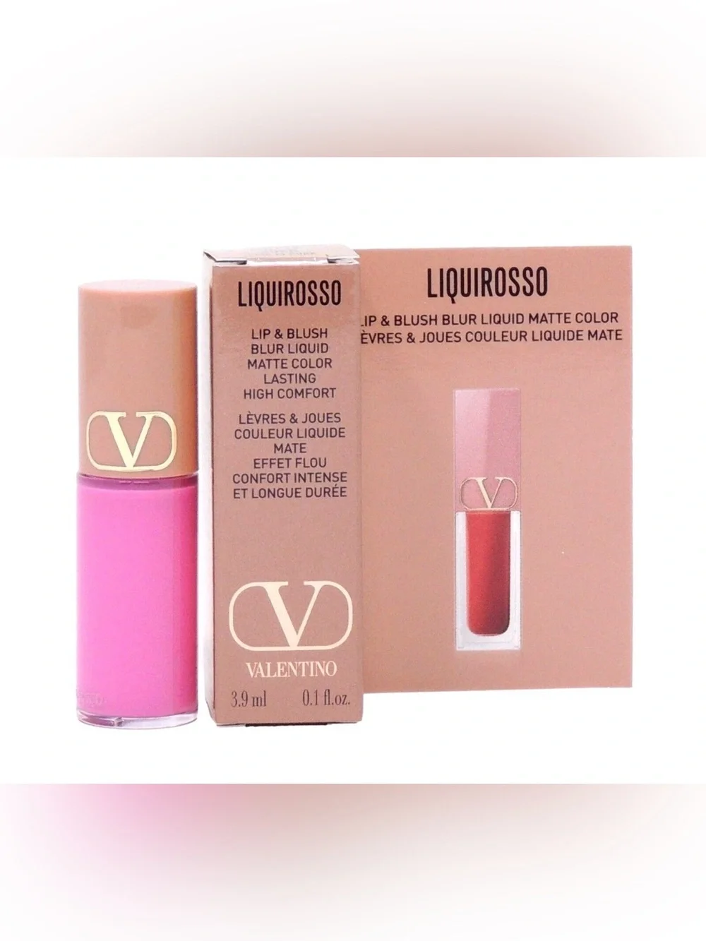 Valentino Liquirosso Lip & Blush Blur Liquid Matte Color 302R Pink is Punk